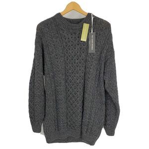 New Rue Saint Patrick Mens Fisherman Sweater Cable Gray Wool Ireland Size XXL